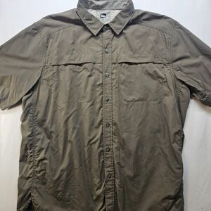 REI Co-op Mens XL Short Sleeve Button Front Hiking Shirt Nylon Mesh VentOutdoor
